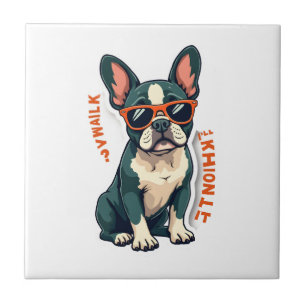Vintage Walk Ill Think About It French Bulldog Fun Tile