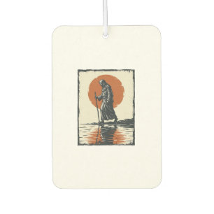 Vintage Walking Figure Sunset Reflection Vector Ar Air Freshener