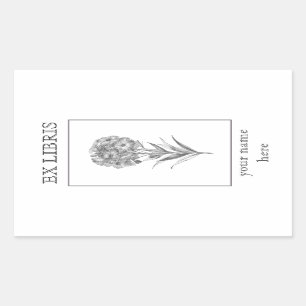 Vintage Wall flower etching bookplate Sticker