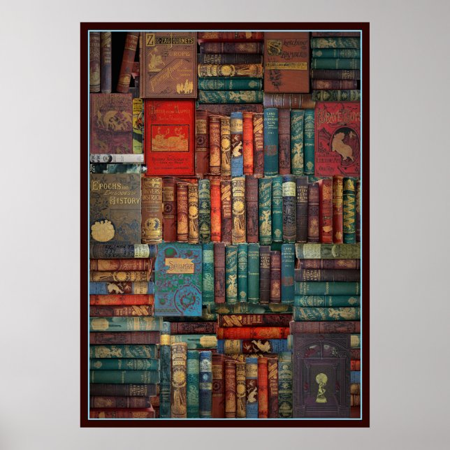 VINTAGE 'WALL OF BOOKS' VERSION II POSTER (Front)