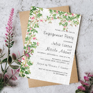 Vintage Wall Style Rosy Journal Engagement Party Invitation