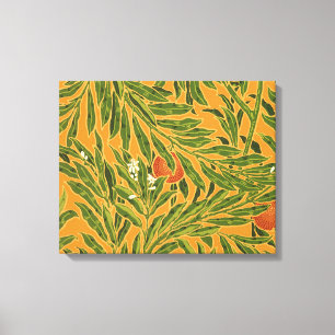 Vintage wallpaper pattern orange tree artwork canvas print