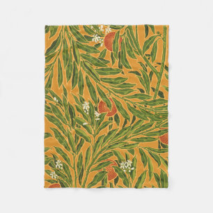 Vintage wallpaper pattern orange tree artwork fleece blanket