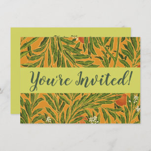 Vintage wallpaper pattern orange tree artwork invitation