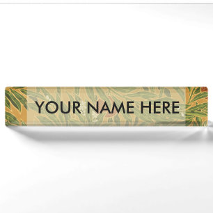 Vintage wallpaper pattern orange tree artwork nameplate