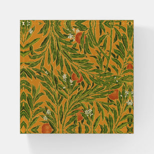 Vintage wallpaper pattern orange tree artwork paperweight