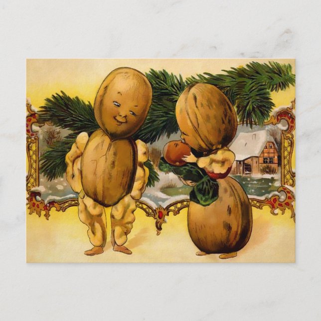 Vintage Walnut Family Christmas Postcard (Front)