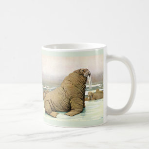 Vintage Walrus on Iceberg in Arctic, Wild Animals Coffee Mug