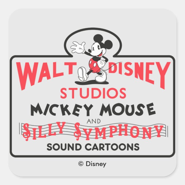 Vintage Walt Disney Studios Square Sticker (Front)