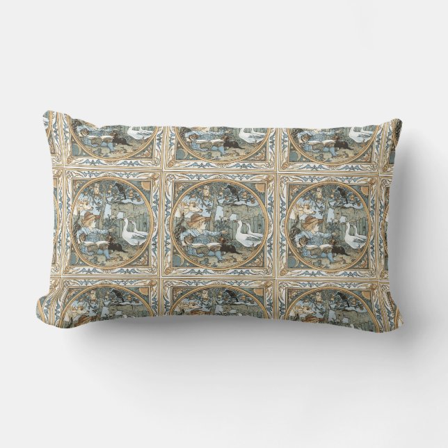 Vintage Walter Crane Childrens Book Illustration Lumbar Pillow (Front)