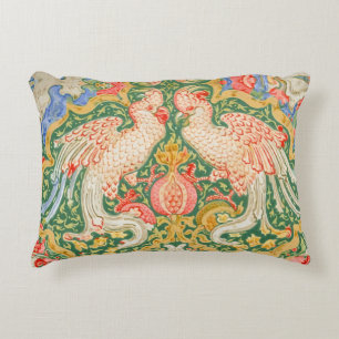Vintage Walter Crane Cockatoo and Peacock Art Accent Pillow
