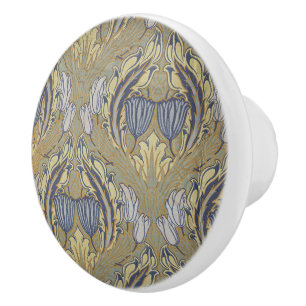Vintage Walter Crane Decorative Art Tulip  Ceramic Knob
