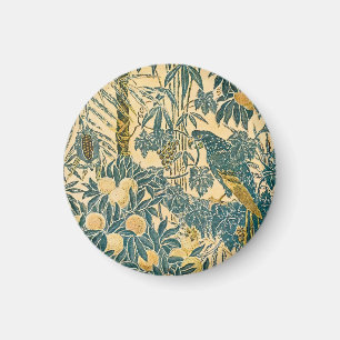 Vintage Walter Crane Macaw and Citrus Fruit Art Magnet