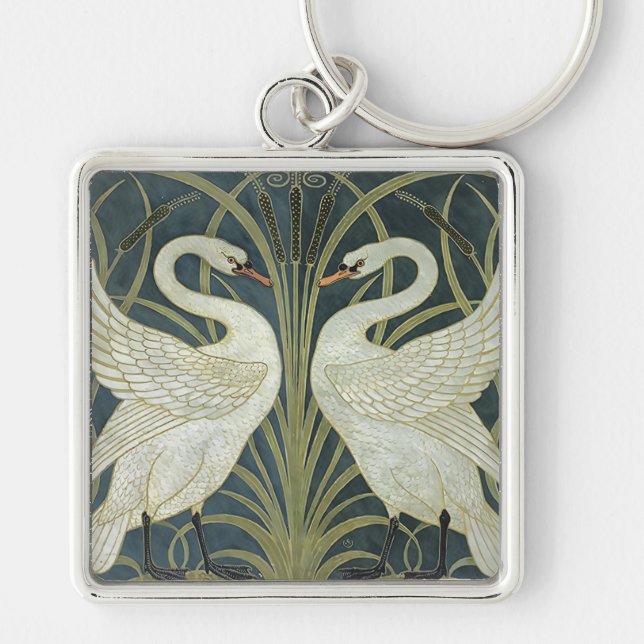  Vintage Walter Crane Swan Rush and Iris   Keychain (Front)