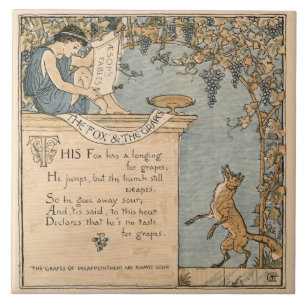 Vintage Walter Crane: The fox and the grapes Tile