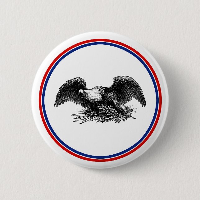 Vintage War Eagle 2 Inch Round Button (Front)