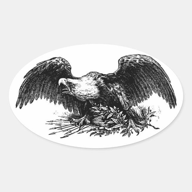Vintage War Eagle Oval Sticker (Front)