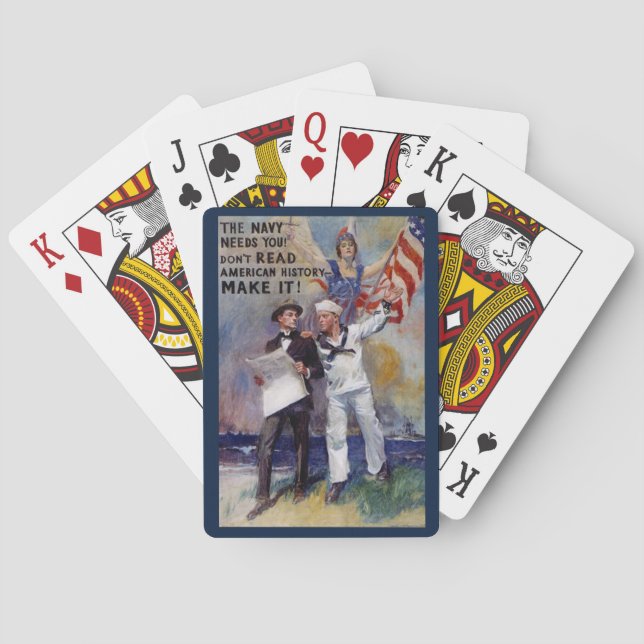 Vintage War Military Recruiting Poster Playing Cards (Back)