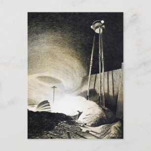 Vintage War of the Worlds Illustration Postcard