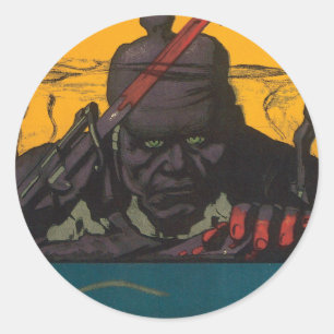 Vintage War Poster stickers - The Hun