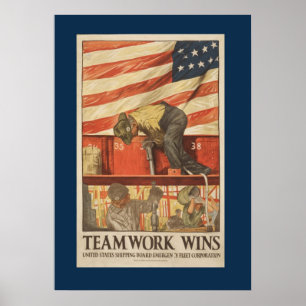 Vintage War Teamwork Poster