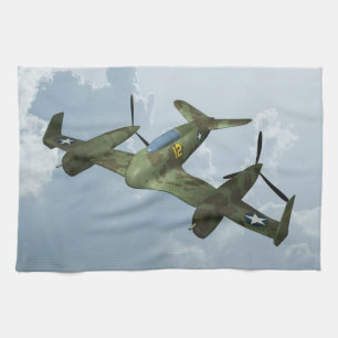 Vintage Warbird Flight Military Aviation Art Kitchen Towel