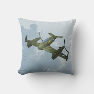 Vintage Warbird Flight Military Aviation Art Throw Pillow