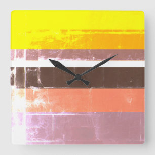 Vintage Warm Colours Familiar Horizontal Rectangle Square Wall Clock