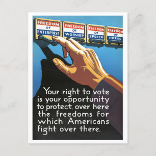 Vintage Wartime Vote for Freedoms Postcard