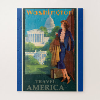 Vintage Washington DC Travel Illustration Jigsaw Puzzle
