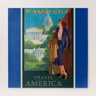 Vintage Washington DC Travel Illustration Jigsaw Puzzle
