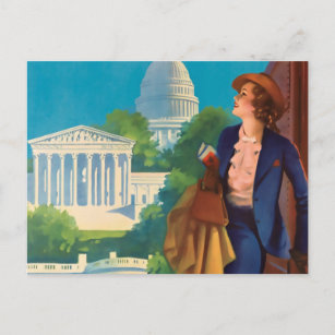 Vintage Washington DC Travel Illustration Postcard