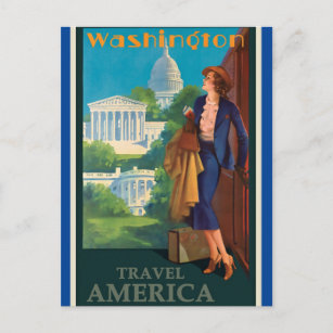 Vintage Washington DC Travel Illustration Postcard
