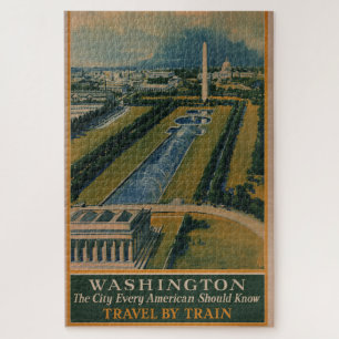 Vintage Washington DC Travel Poster Jigsaw Puzzle