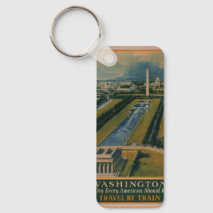 Vintage Washington DC Travel Poster Keychain