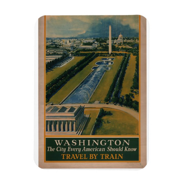 Vintage Washington DC Travel Poster Magnet (Vertical)