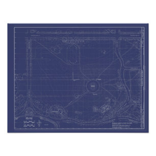 Vintage Washington Monument Site Plan Blueprints P Photo Print