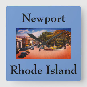 Vintage Washington Square, Newport, Rhode Island Square Wall Clock
