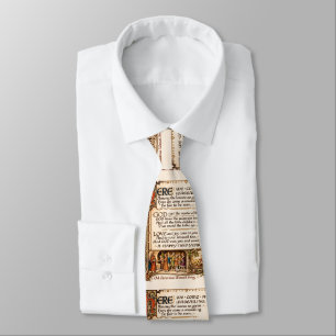 Vintage Wassail Song Illuminated Manuscript Art  Tie