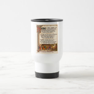 Vintage Wassail Song Illuminated Manuscript Art Travel Mug