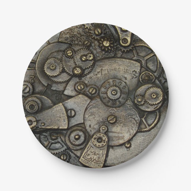 Vintage Watch Gear Mechanism Paper Plates (Front)