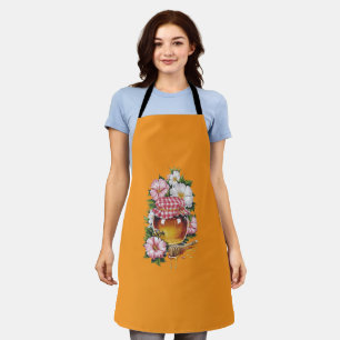 Vintage Water colour Honey Jar Flowers nostalgia  Apron