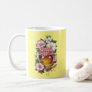 Vintage Water colour Honey Jar Flowers nostalgia Coffee Mug