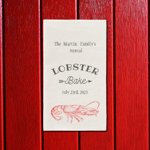 Vintage  water colour - red lobster paper guest to napkin