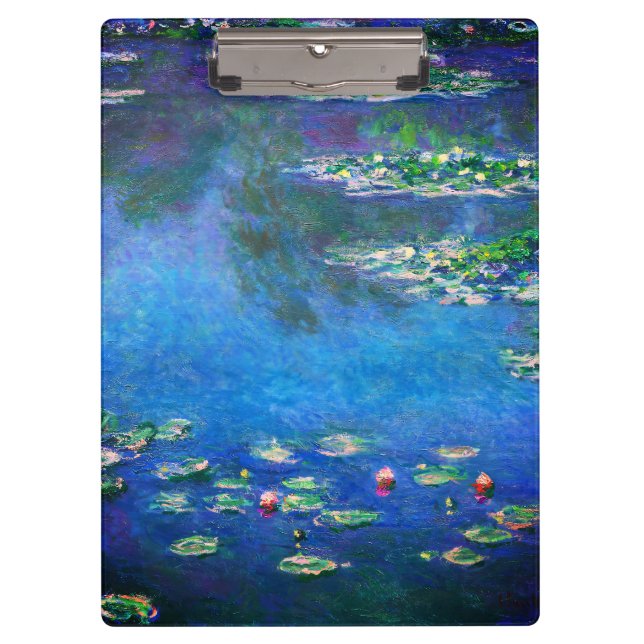 Vintage Water Lilies by Claude Monet Clipboard (Front)