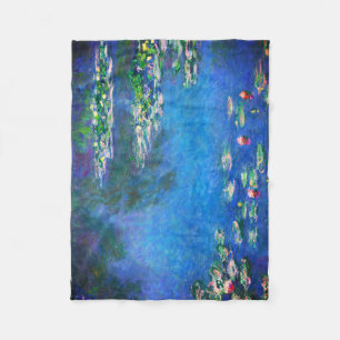 Vintage Water Lilies by Claude Monet Fleece Blanket