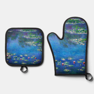 Vintage Water Lilies by Claude Monet Oven Mitt & Pot Holder Set