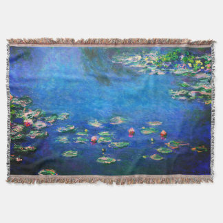 Vintage Water Lilies by Claude Monet Throw Blanket