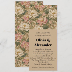 Vintage Water Lotus Botanical Floral Pattern  Invitation