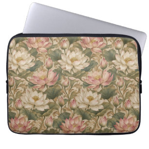 Vintage Water Lotus Botanical Floral Pattern Laptop Sleeve